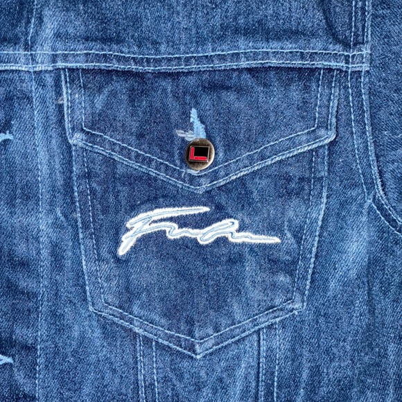 FUBU Y2K vintage 90s The Collection Denim Jacket Women's Medium Blue Jean - Picture 8 of 9